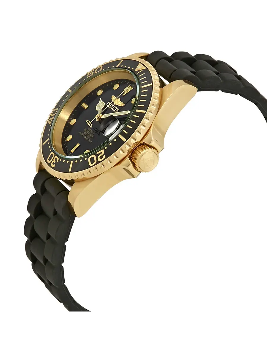 Мужские часы Invicta Pro Diver Automatic с черным циферблатом 23681 — изображение 2 из 3, оттенок желтый золотистый