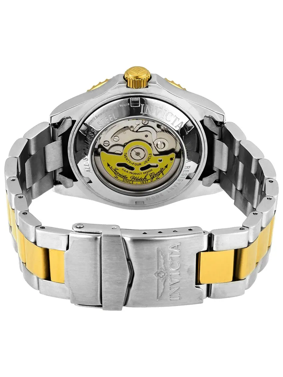 Мужские часы Invicta Pro Diver Automatic с черным циферблатом 28663 — изображение 3 из 3, оттенок желтый золотистый