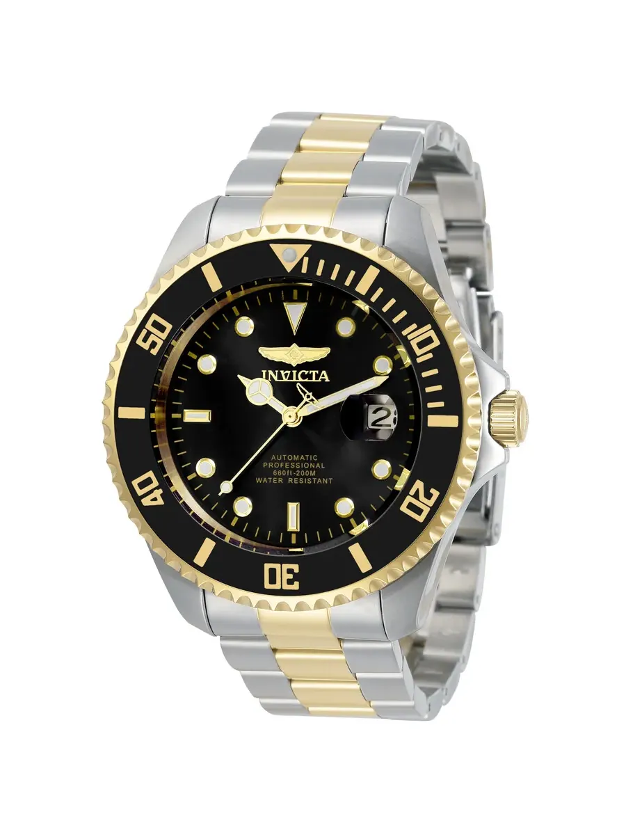 Мужские часы Invicta Pro Diver Automatic с черным циферблатом 34041 — изображение 1 из 1, оттенок золотистый