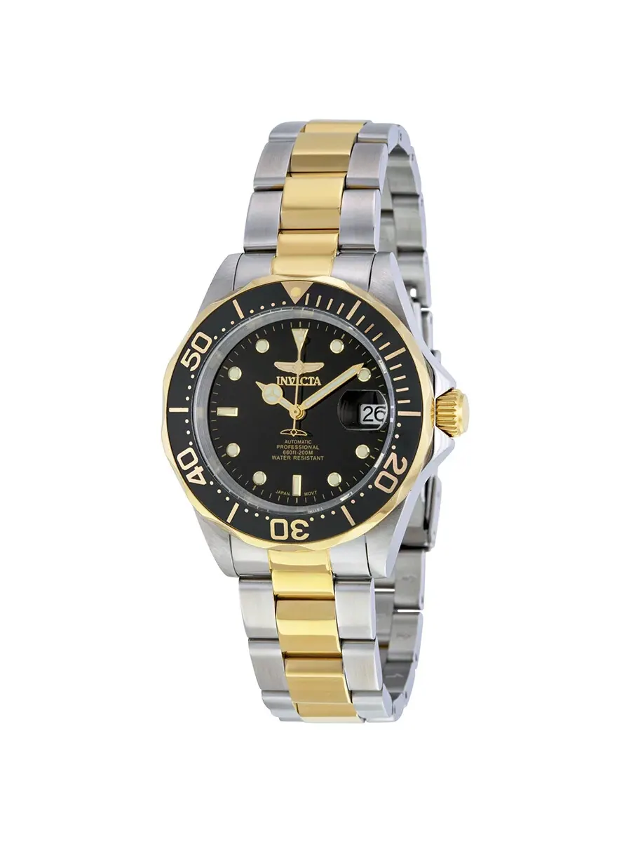 Мужские часы Invicta Pro Diver Automatic с черным циферблатом 8927 — изображение 1 из 4, оттенок желтый золотистый