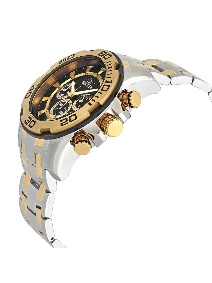 Мужские часы Invicta Pro Diver Chronograph с черным циферблатом 22322 — изображение 2 из 3, оттенок желтый золотистый