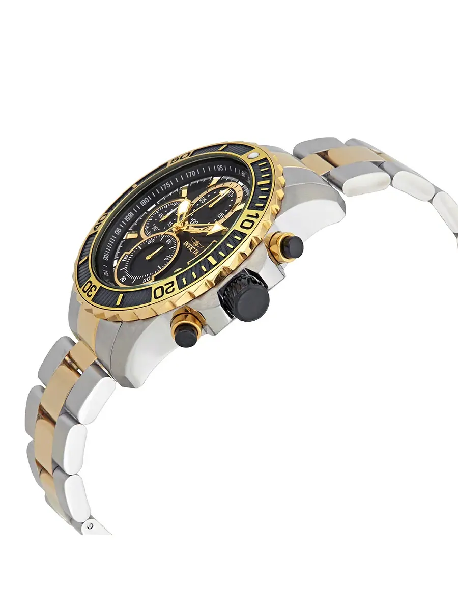 Мужские часы Invicta Pro Diver Chronograph с черным циферблатом 22418 — изображение 2 из 3, оттенок желтый золотистый