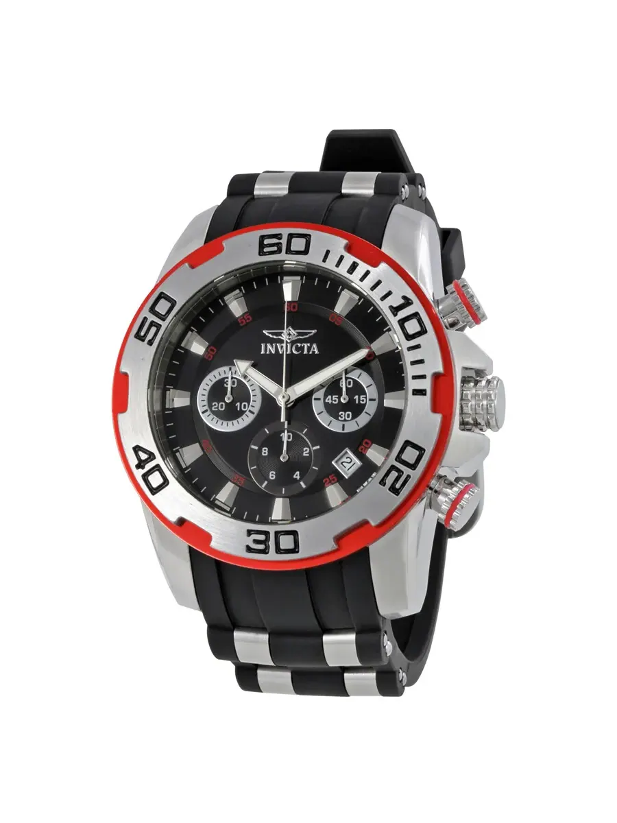 Мужские часы Invicta Pro Diver Chronograph с черным циферблатом 22307 — изображение 1 из 3, оттенок красный