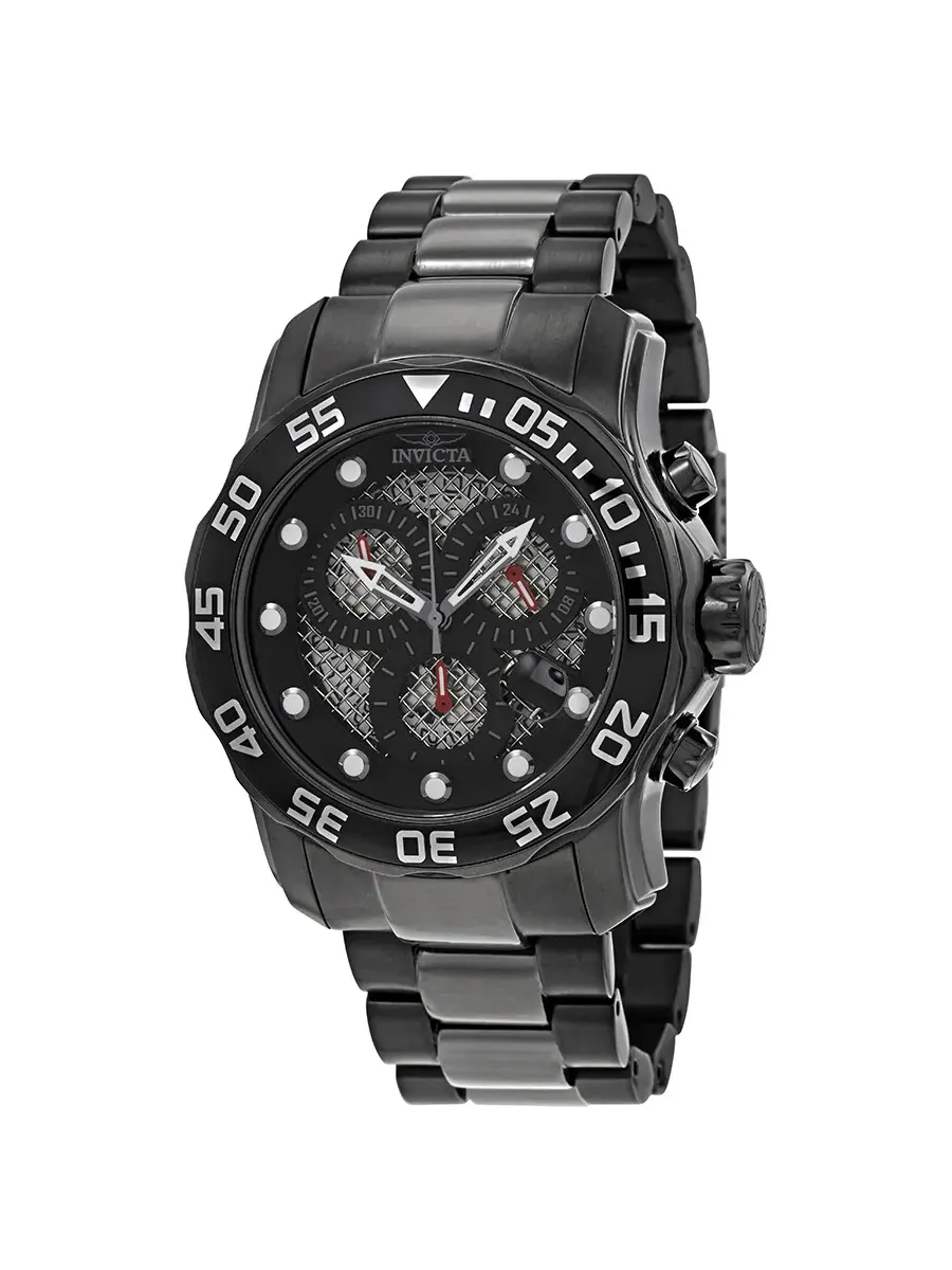 Мужские часы Invicta Pro Diver Chronograph с черным циферблатом в открытой текстуре 19838 — изображение 1 из 3