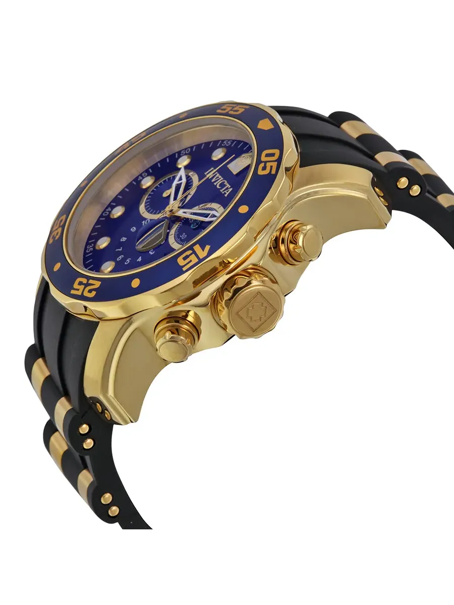 Мужские часы Invicta Pro Diver Chronograph с синим циферблатом и черным полиуретановым ремешком — изображение 2 из 4