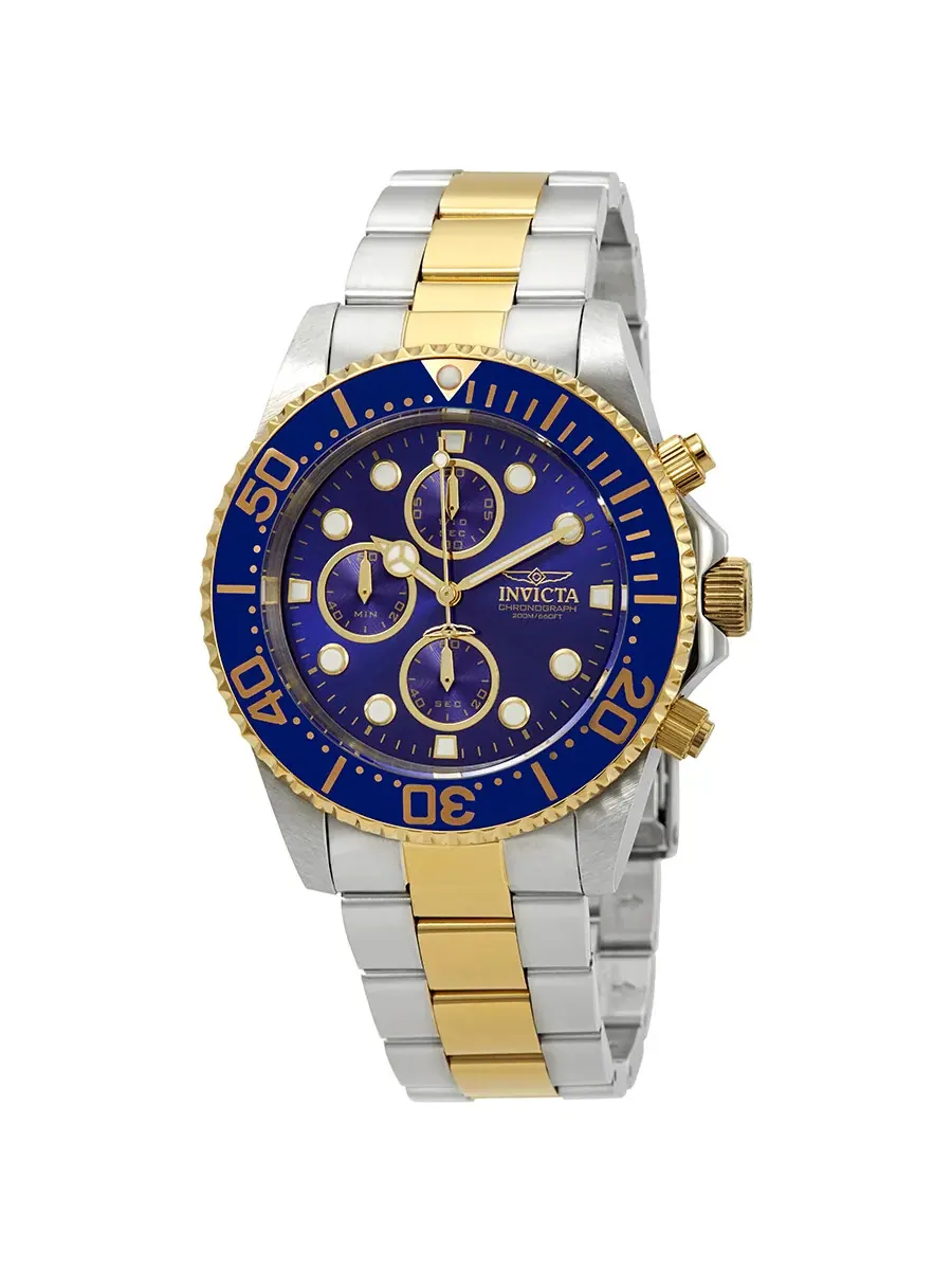 Мужские часы Invicta Pro Diver Chronograph с синим циферблатом 1773 — изображение 1 из 3, оттенок золотистый