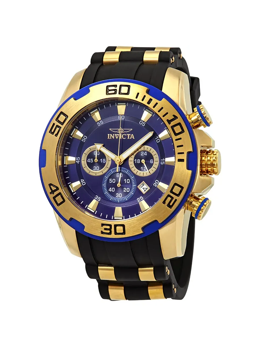 Мужские часы Invicta Pro Diver Chronograph с синим циферблатом 22313 — изображение 1 из 3, оттенок золотистый