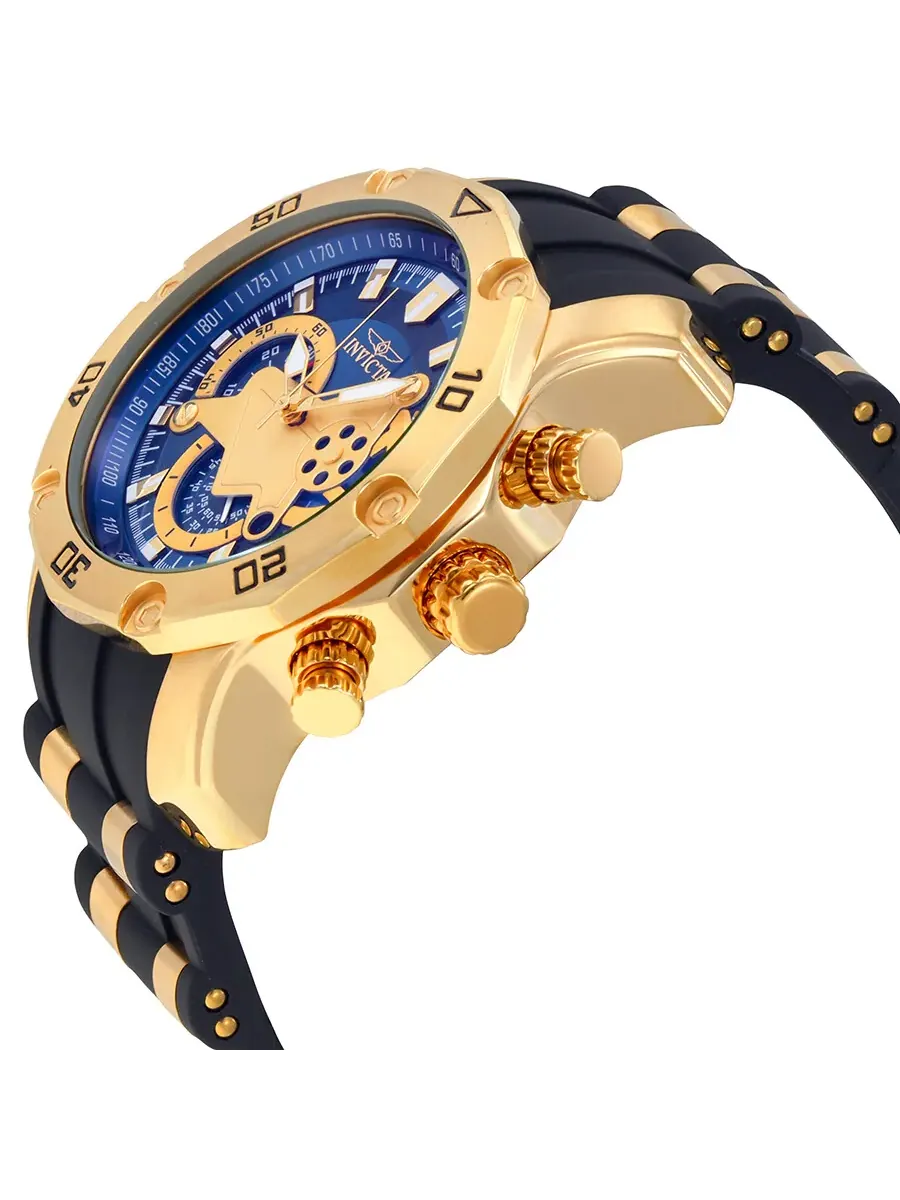 Мужские часы Invicta Pro Diver Chronograph с синим циферблатом, модель 23426 — изображение 2 из 3, оттенок желтый золотистый