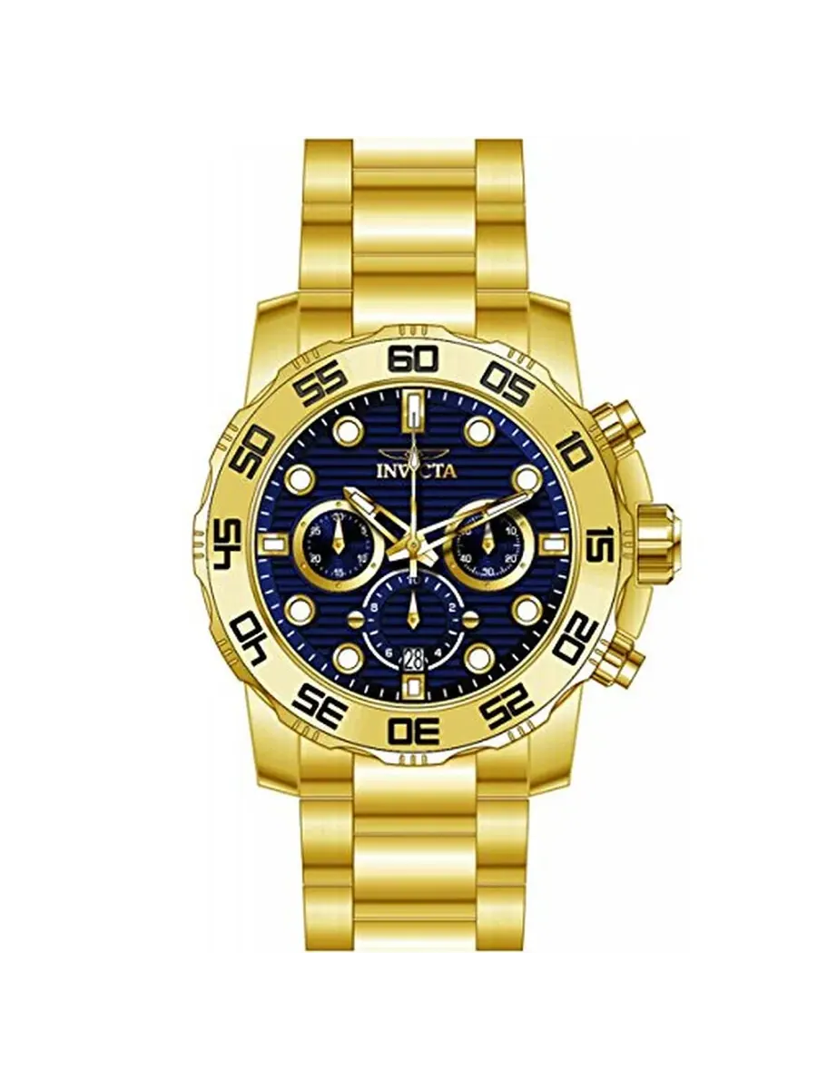 Мужские часы Invicta Pro Diver Chronograph с синим циферблатом 22228 — изображение 1 из 1, оттенок желтый золотистый