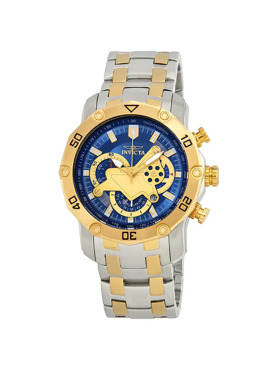 Мужские часы Invicta Pro Diver Chronograph с синим циферблатом 22762 — изображение 1 из 3, оттенок желтый золотистый