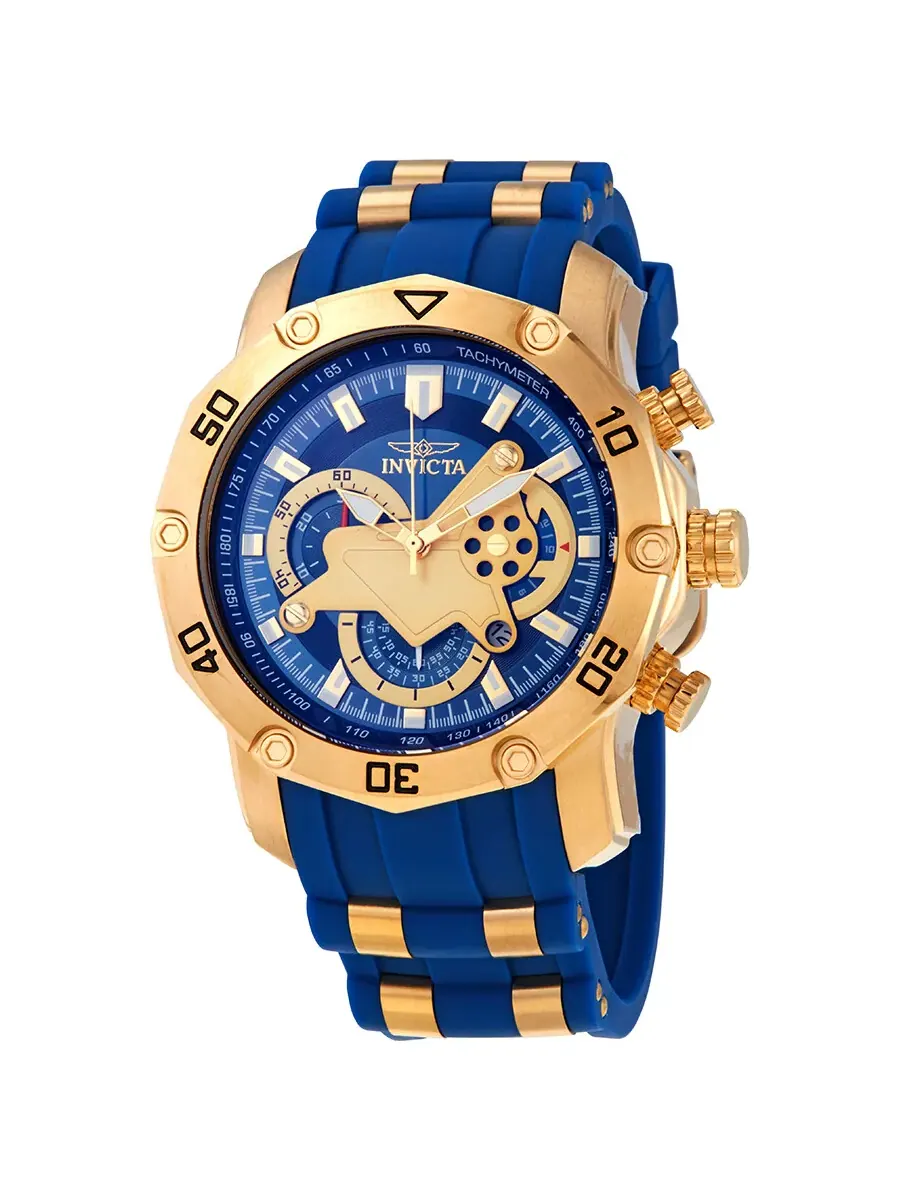 Мужские часы Invicta Pro Diver Chronograph с синим циферблатом 22798 — изображение 1 из 3, оттенок желтый золотистый