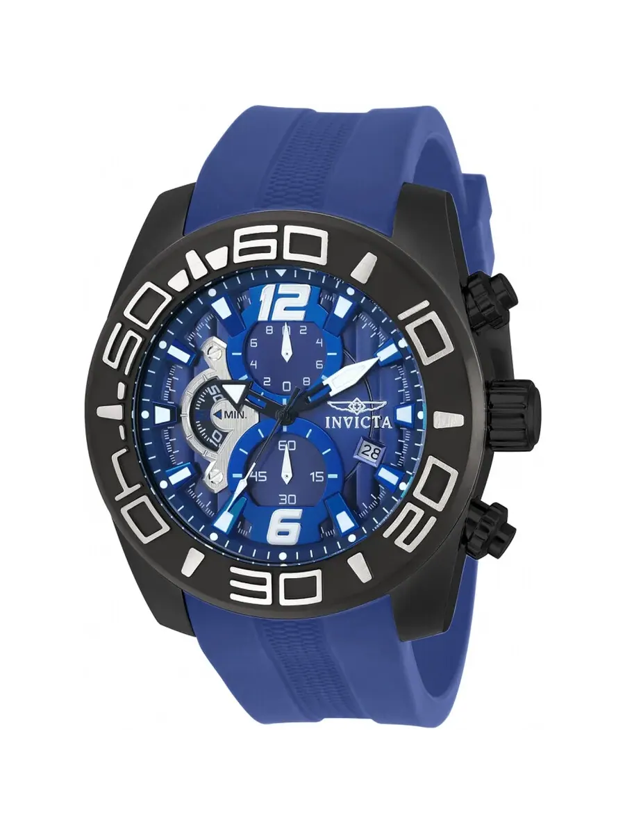 Мужские часы Invicta Pro Diver Chronograph с синим циферблатом 22812 — изображение 1 из 2, оттенок черный