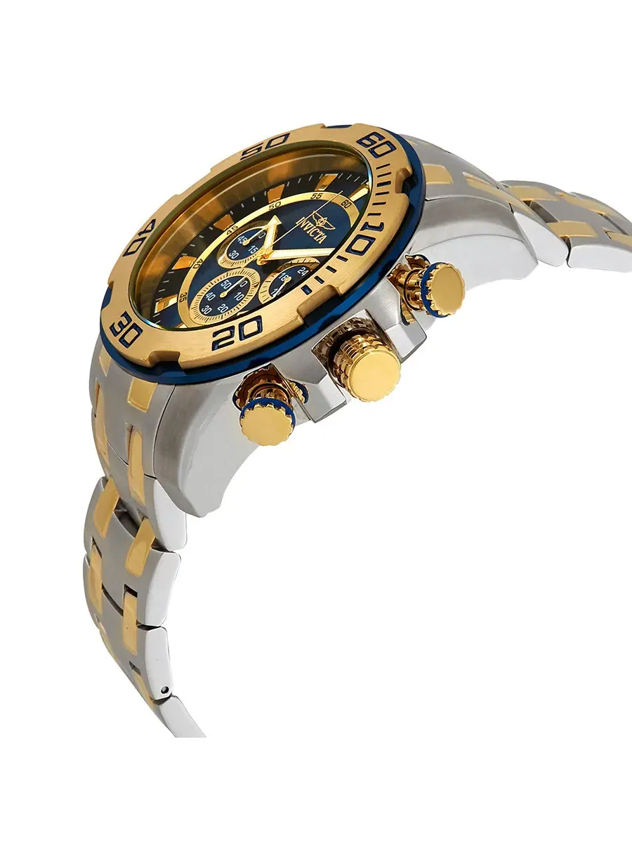 Мужские часы Invicta Pro Diver Chronograph с темно-синим циферблатом 26296 — изображение 2 из 3, оттенок желтый золотистый