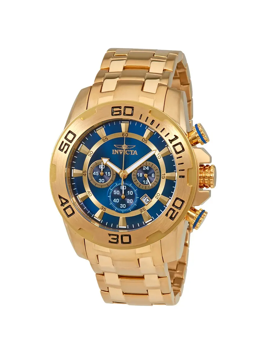 Мужские часы Invicta Pro Diver Chronograph с синим циферблатом 22321 — изображение 1 из 3, оттенок желтый золотистый