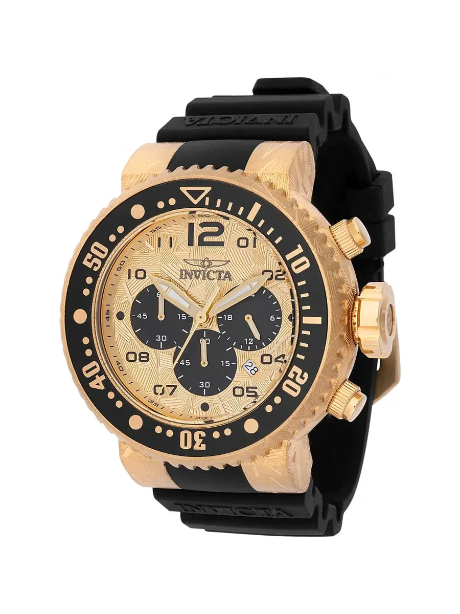 Мужские часы Invicta Pro Diver Chronograph GMT Quartz с золотым циферблатом, модель 48618 — изображение 1 из 1