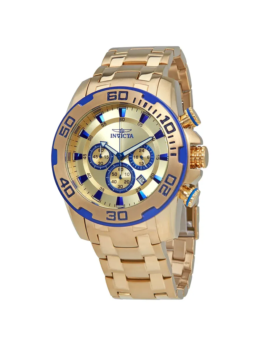 Мужские часы Invicta Pro Diver Chronograph с золотым циферблатом 22320 — изображение 1 из 3, оттенок желтый золотистый