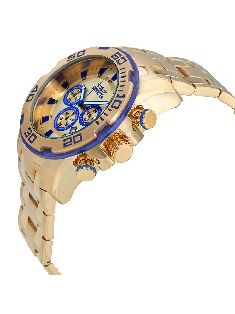 Мужские часы Invicta Pro Diver Chronograph с золотым циферблатом 22320 — изображение 2 из 3, оттенок желтый золотистый