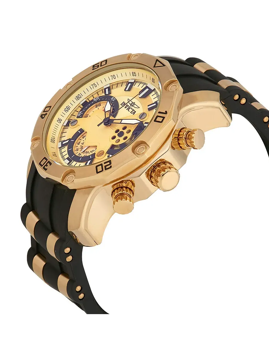 Мужские часы Invicta Pro Diver Chronograph с золотым циферблатом 23427 — изображение 2 из 3, оттенок желтый золотистый