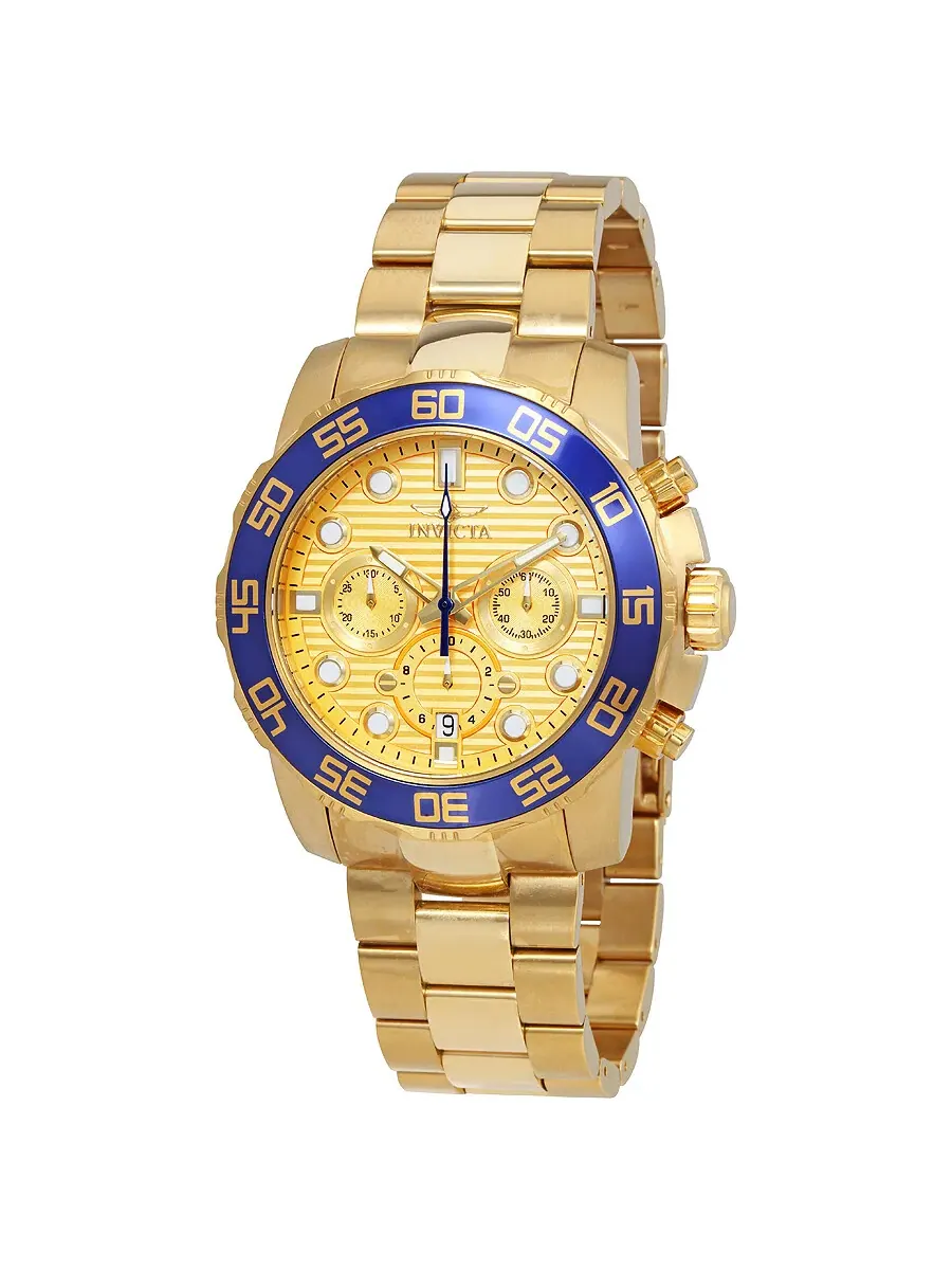 Мужские часы Invicta Pro Diver Chronograph с золотым циферблатом 22227 — изображение 1 из 3, оттенок желтый золотистый