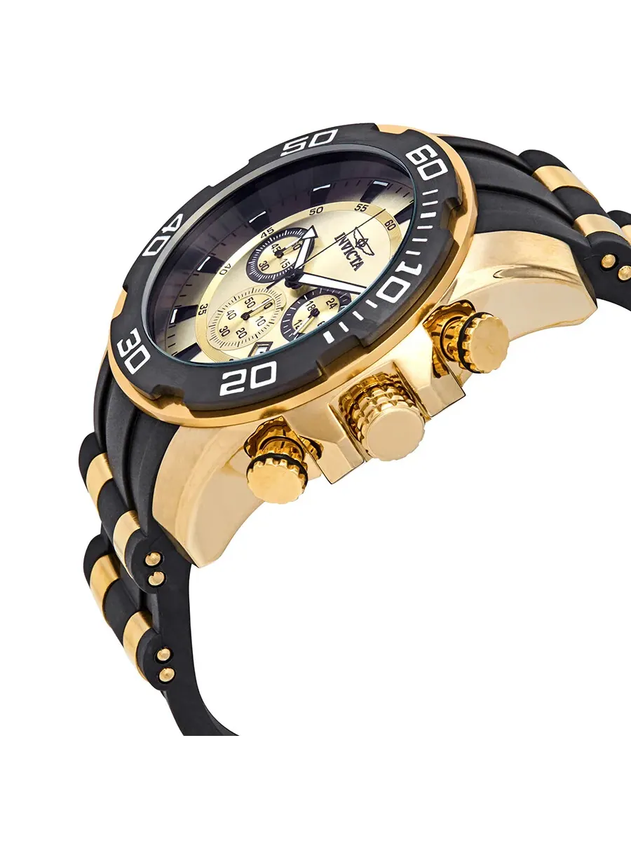 Мужские часы Invicta Pro Diver Chronograph с золотым циферблатом 22346 — изображение 2 из 3, оттенок желтый золотистый