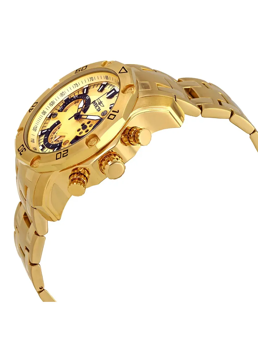 Мужские часы Invicta Pro Diver Chronograph с золотым циферблатом 22761 — изображение 2 из 3, оттенок золотистый