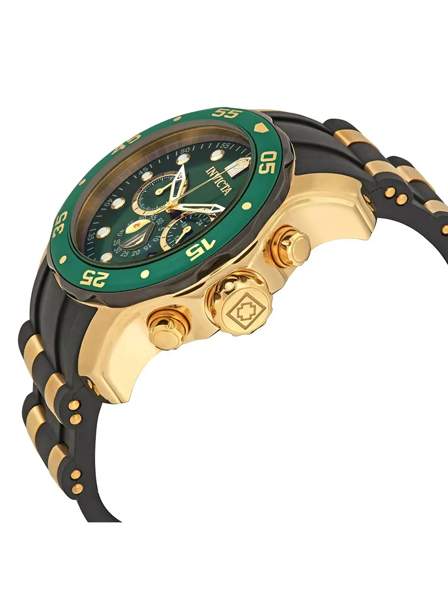 Мужские часы Invicta Pro Diver Chronograph с зеленым циферблатом и черным полиуретановым ремешком — изображение 2 из 2