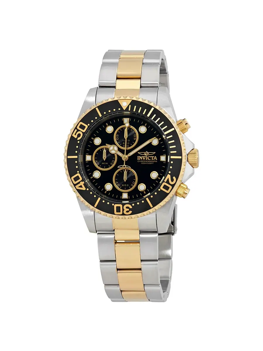 Мужские часы Invicta Pro Diver Chronograph с черным циферблатом 1772 — изображение 1 из 3, оттенок желтый золотистый-черный