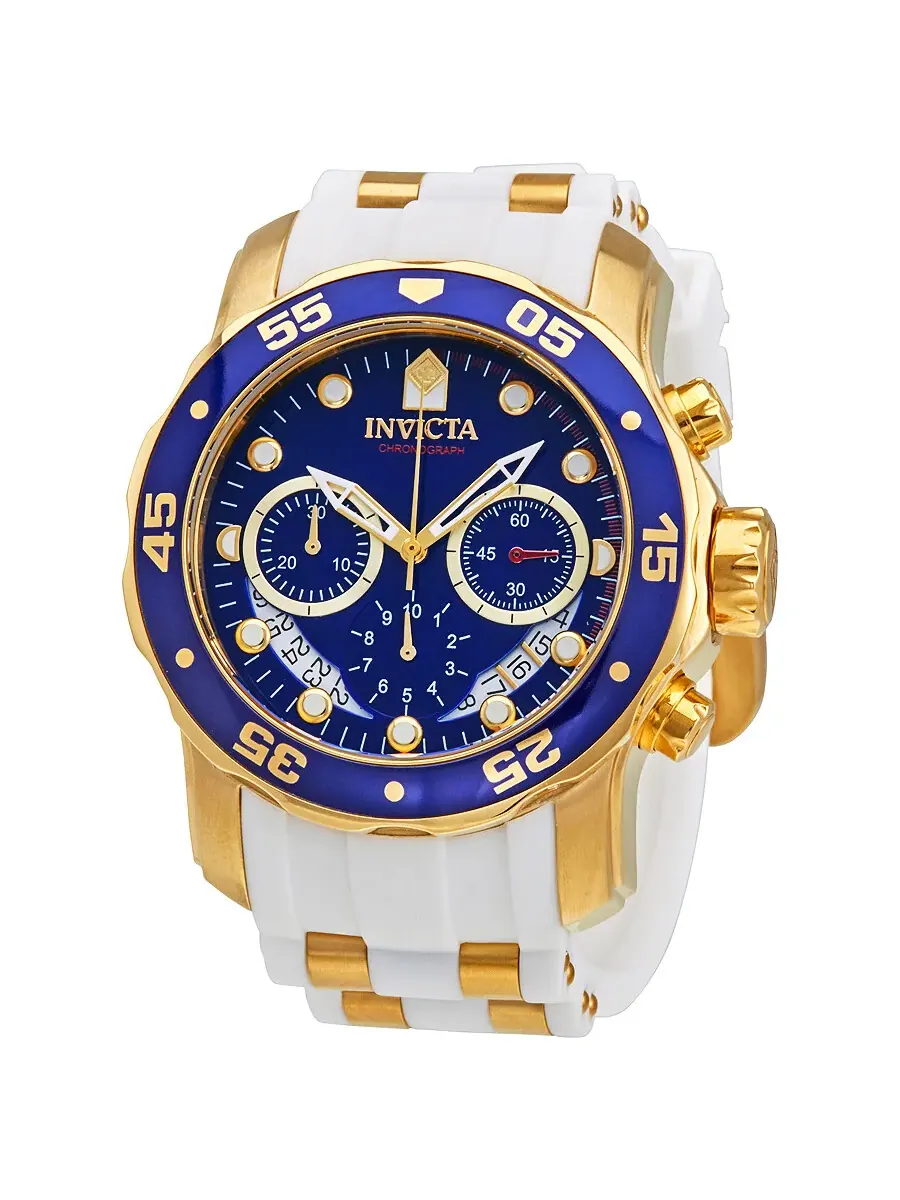 Мужские часы Invicta Pro Diver Chronograph с перламутровым циферблатом, белый полиуретан, модель — изображение 1 из 3