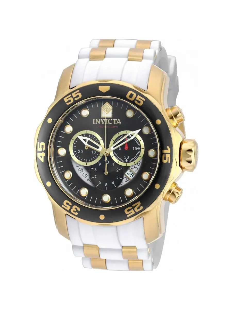 Мужские часы Invicta Pro Diver Chronograph с перламутровым циферблатом, белый полиуретан, модель — изображение 1 из 1