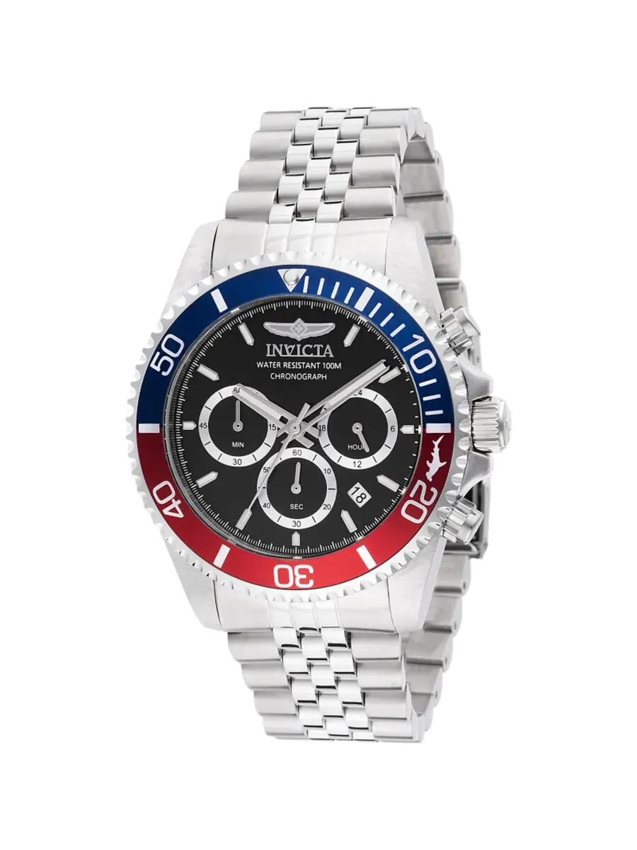 Мужские часы Invicta Pro Diver Chronograph Quartz с черным циферблатом и безелем Pepsi, модель 48117 — изображение 1 из 1