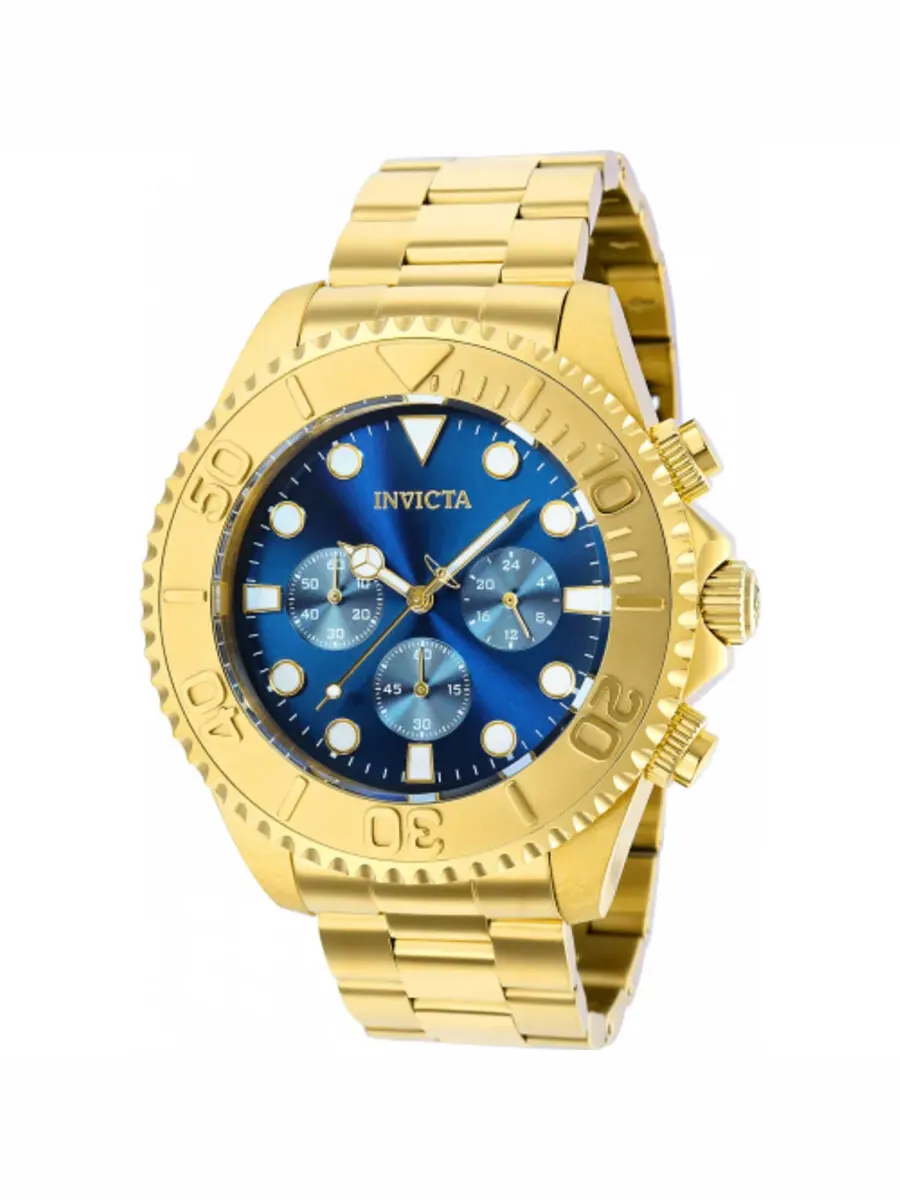 Мужские часы Invicta Pro Diver Chronograph Quartz с синим циферблатом 36974 — изображение 1 из 1, оттенок золотистый