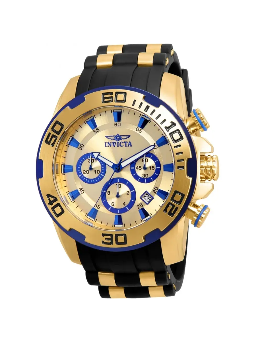 Мужские часы Invicta Pro Diver Chronograph Quartz с золотым циферблатом 22308 — изображение 1 из 1, оттенок золотистый