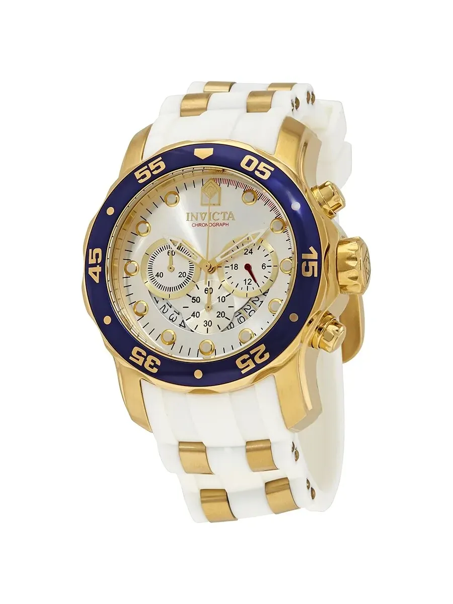 Мужские часы Invicta Pro Diver Chronograph с серебристым циферблатом, модель 20293 — изображение 1 из 3, оттенок золотистый