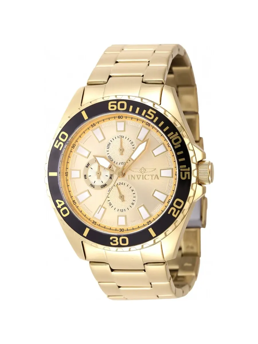 Мужские часы Invicta Pro Diver GMT с кварцевым механизмом и золотым циферблатом, модель 47577 — изображение 1 из 1