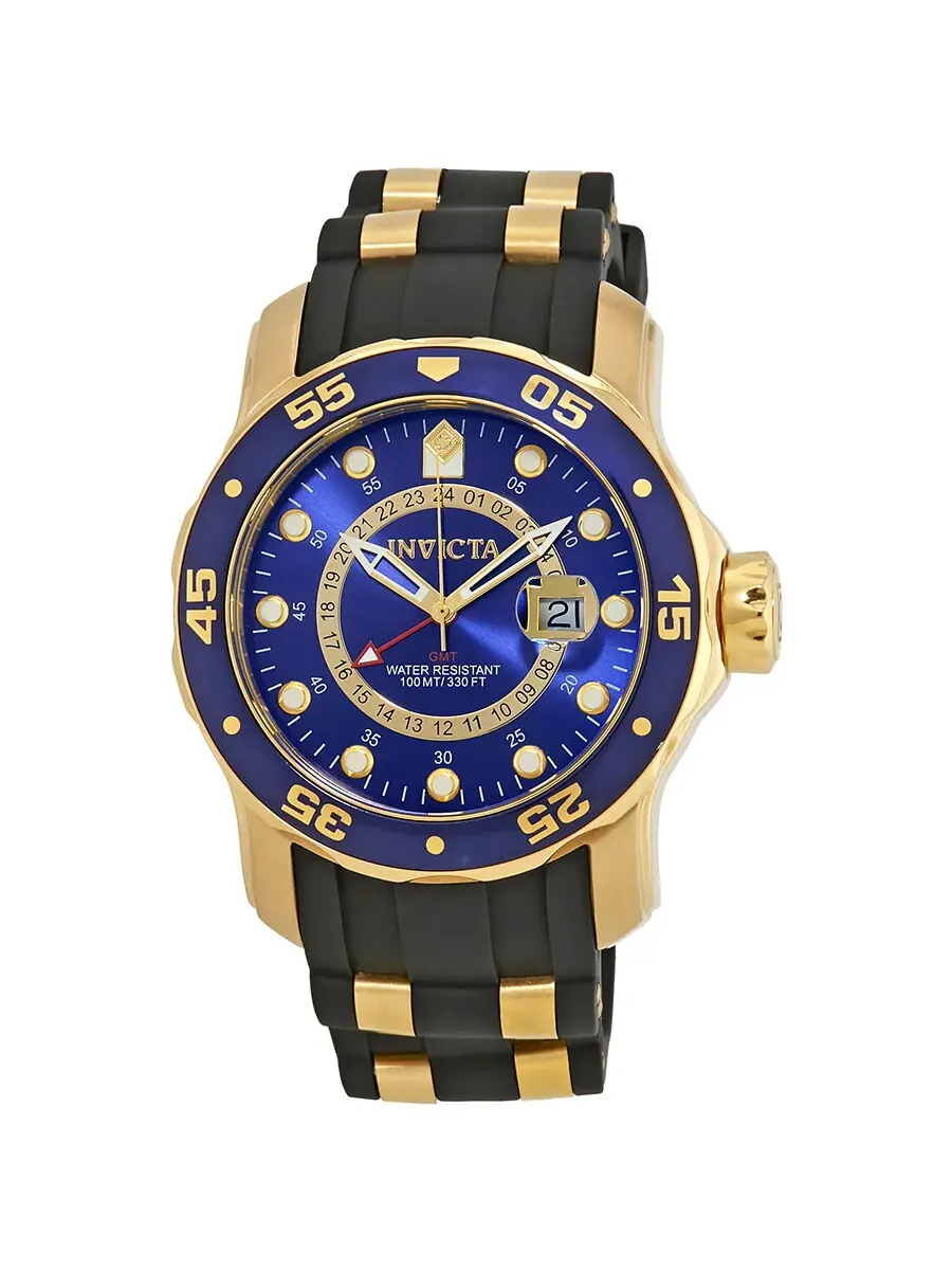 Мужские часы Invicta Pro Diver GMT с синим циферблатом 6993 — изображение 1 из 3, оттенок желтый золотистый