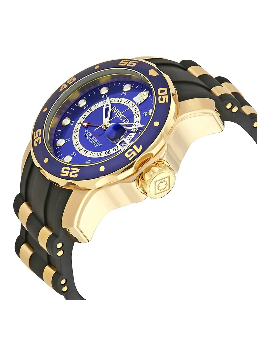 Мужские часы Invicta Pro Diver GMT с синим циферблатом 6993 — изображение 2 из 3, оттенок желтый золотистый