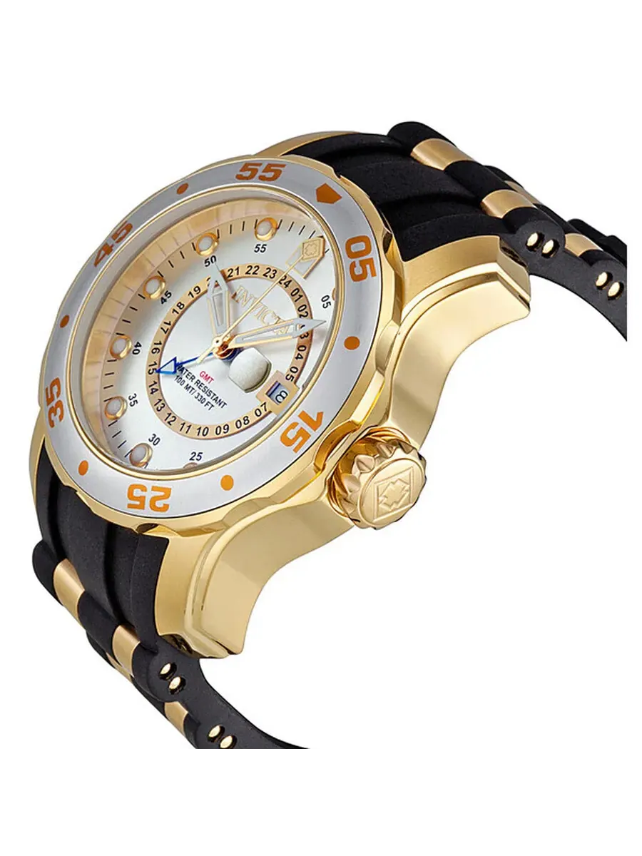 Мужские часы Invicta Pro Diver GMT с серебристым циферблатом 6995 — изображение 2 из 4, оттенок желтый золотистый