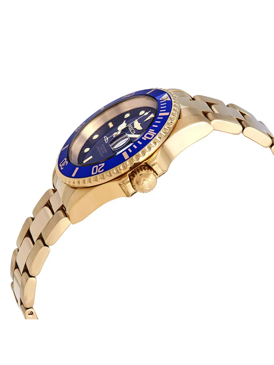 Мужские часы Invicta Pro Diver с золотым покрытием и синим циферблатом, 40 мм, модель 26974 — изображение 2 из 3