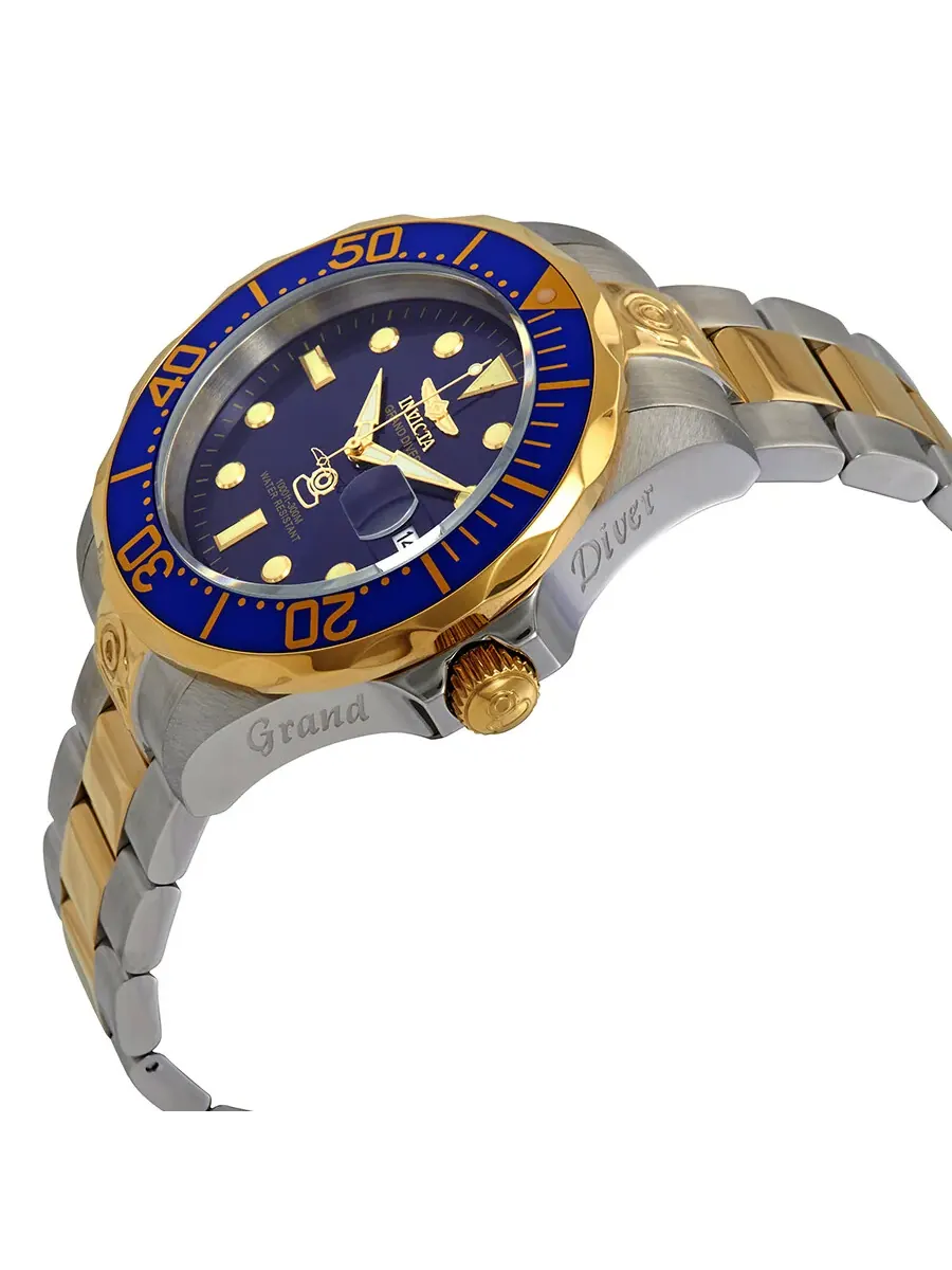 Мужские часы Invicta Pro Diver Grand Diver Automatic с синим циферблатом 3049 — изображение 2 из 3, оттенок желтый золотистый