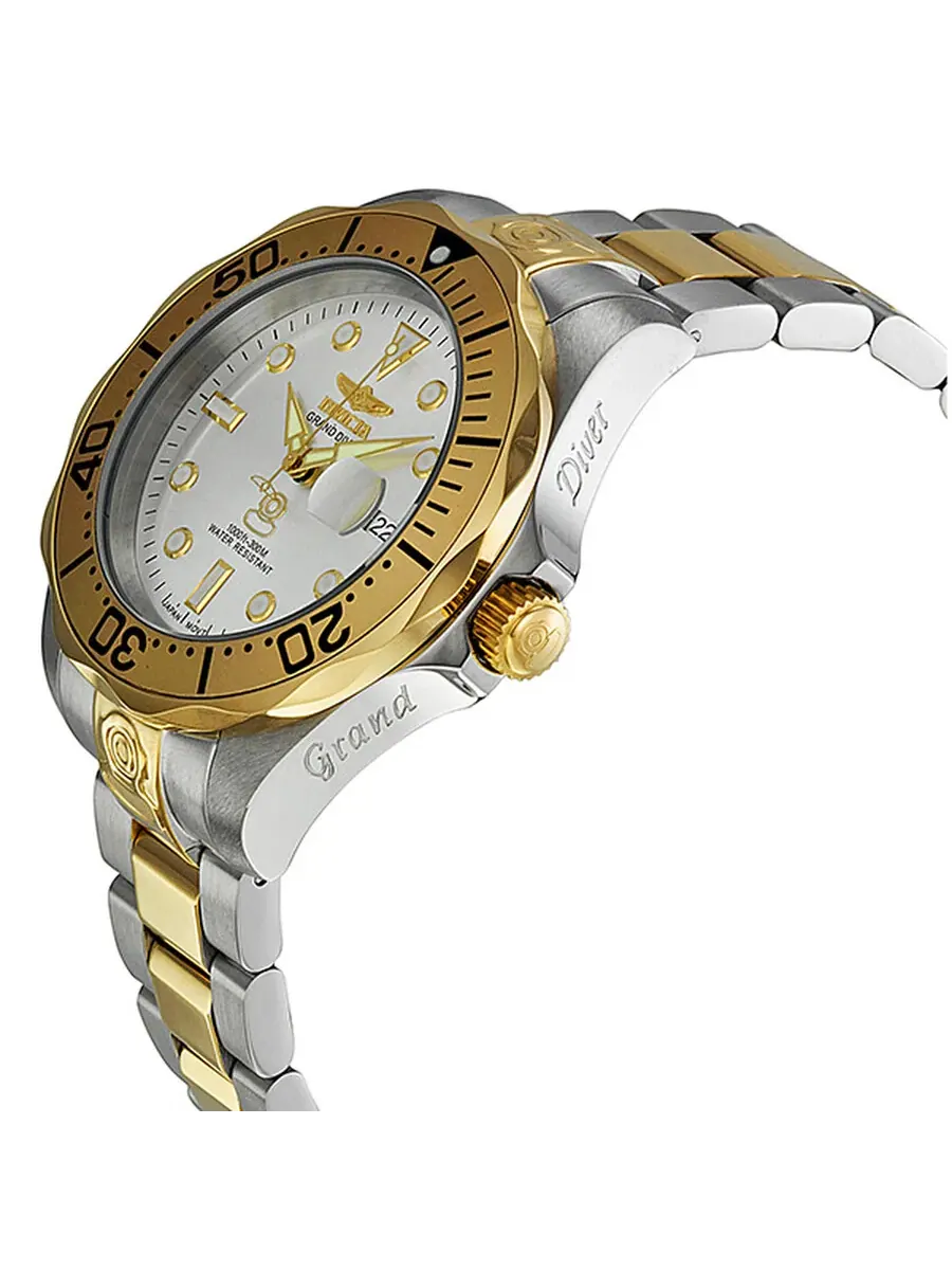 Мужские часы Invicta Pro Diver Grand Diver Automatic с серебристым циферблатом 3050 — изображение 2 из 4, оттенок золотистый