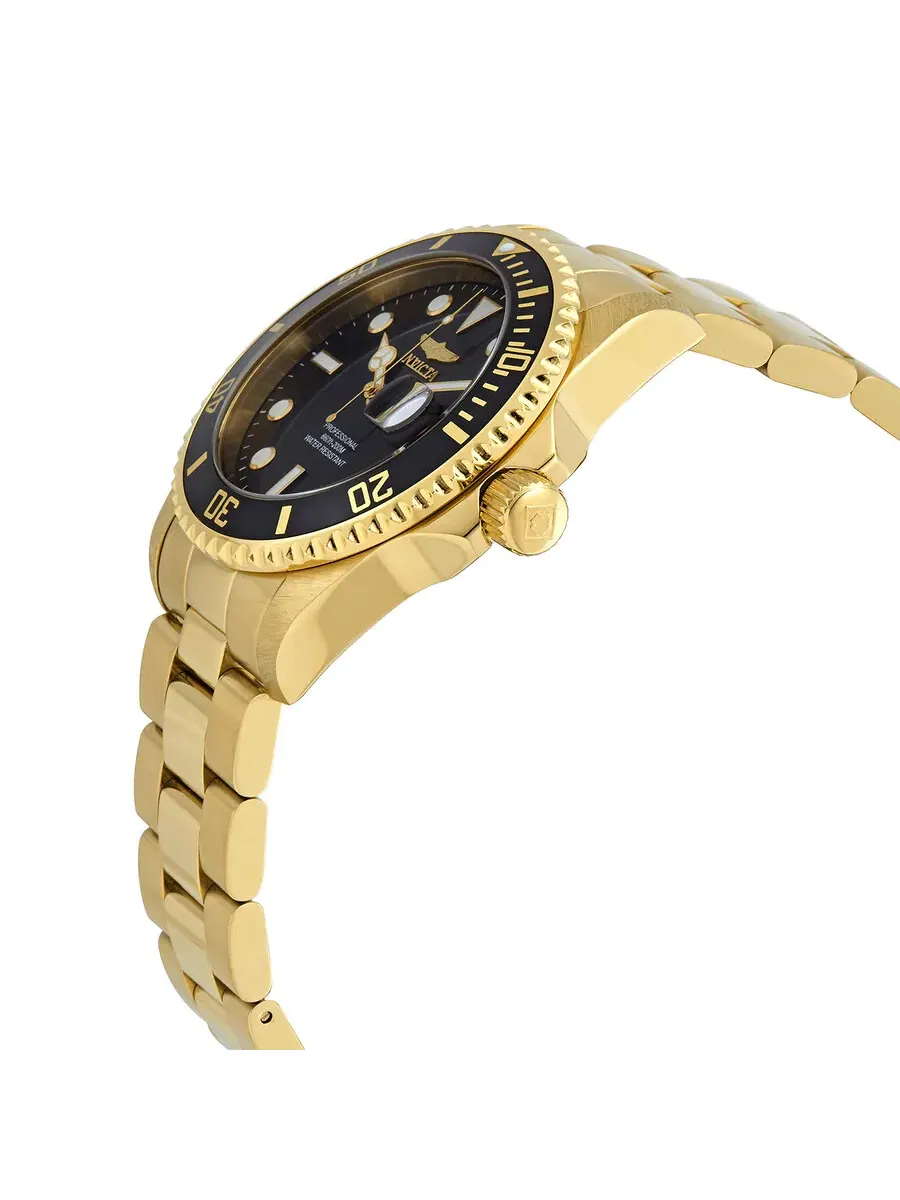 Часы Invicta Pro Diver Quartz с черным циферблатом и желтым золотым оттенком для мужчин, модель — изображение 2 из 3