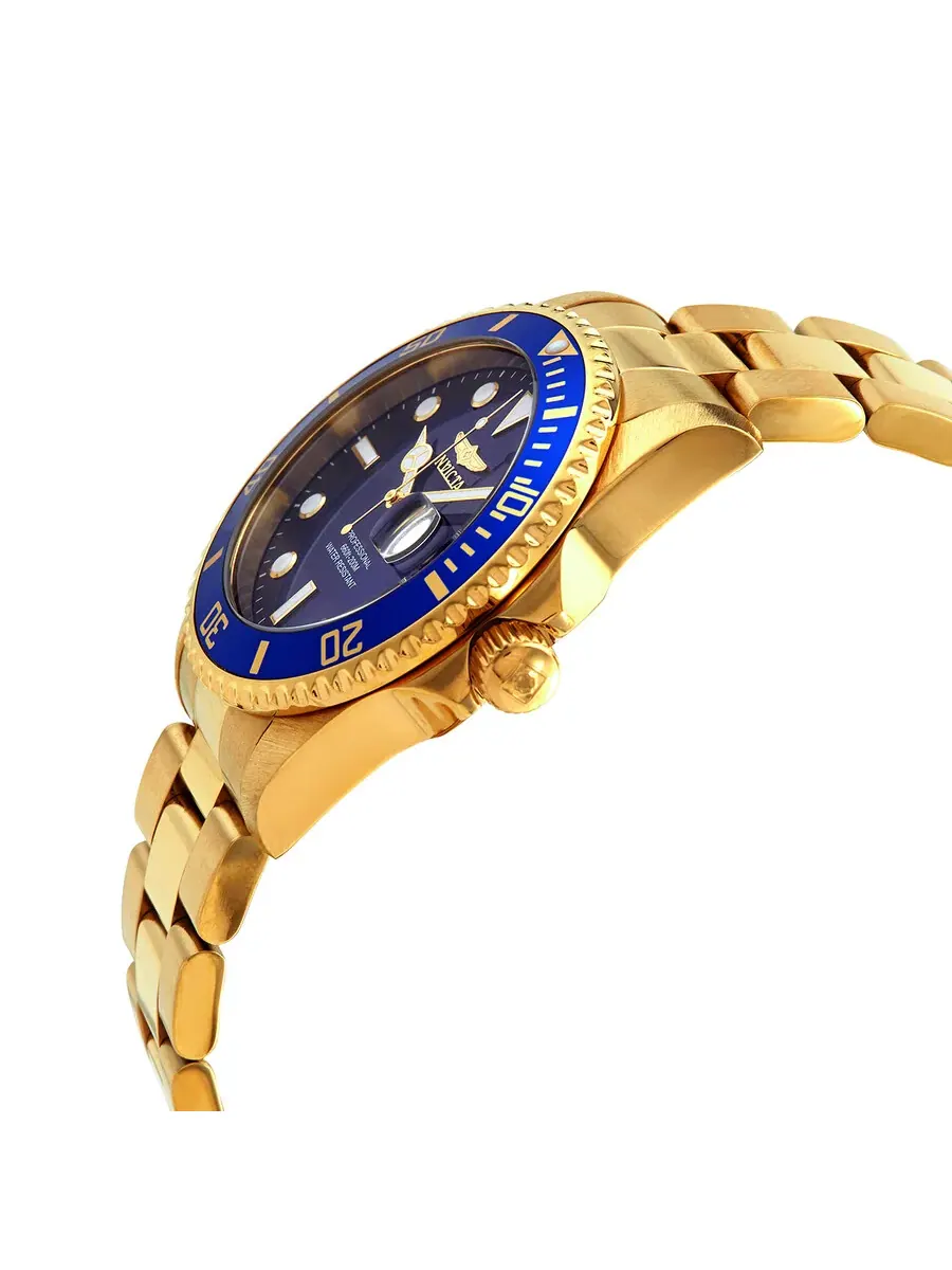 Мужские часы Invicta Pro Diver Quartz с синим циферблатом 33270 — изображение 2 из 3, оттенок желтый золотистый