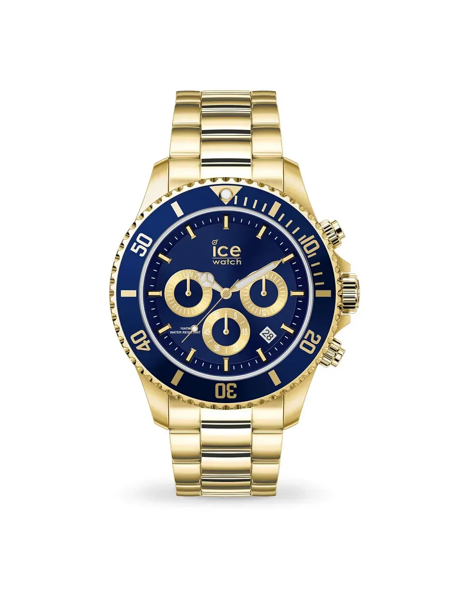 Мужские часы Ice-Watch хронограф кварцевые с синим циферблатом 017674 — золотистый