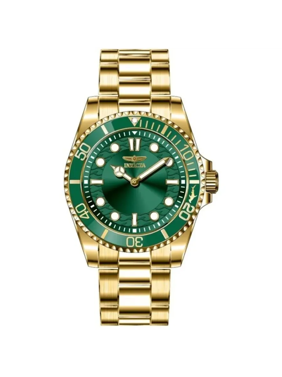 Мужские часы Invicta Pro Diver Quartz с зеленым циферблатом 49702 — изображение 1 из 1, оттенок зеленый золотистый