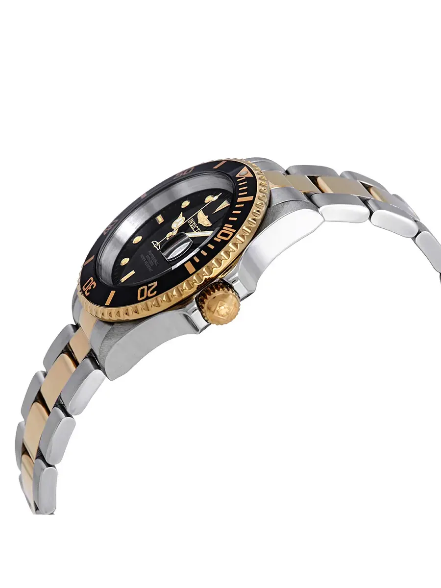Часы Invicta Pro Diver двухцветные с черным циферблатом для мужчин 26973 — изображение 2 из 3, оттенок золотистый