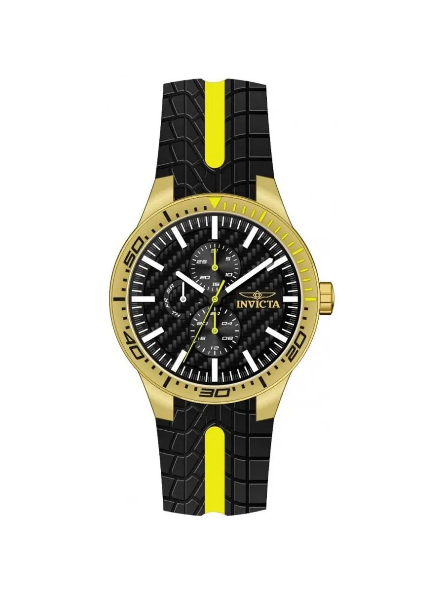 Мужские часы Invicta Racing Quartz с черным циферблатом 48873 — изображение 1 из 1, оттенок желтый золотистый черный