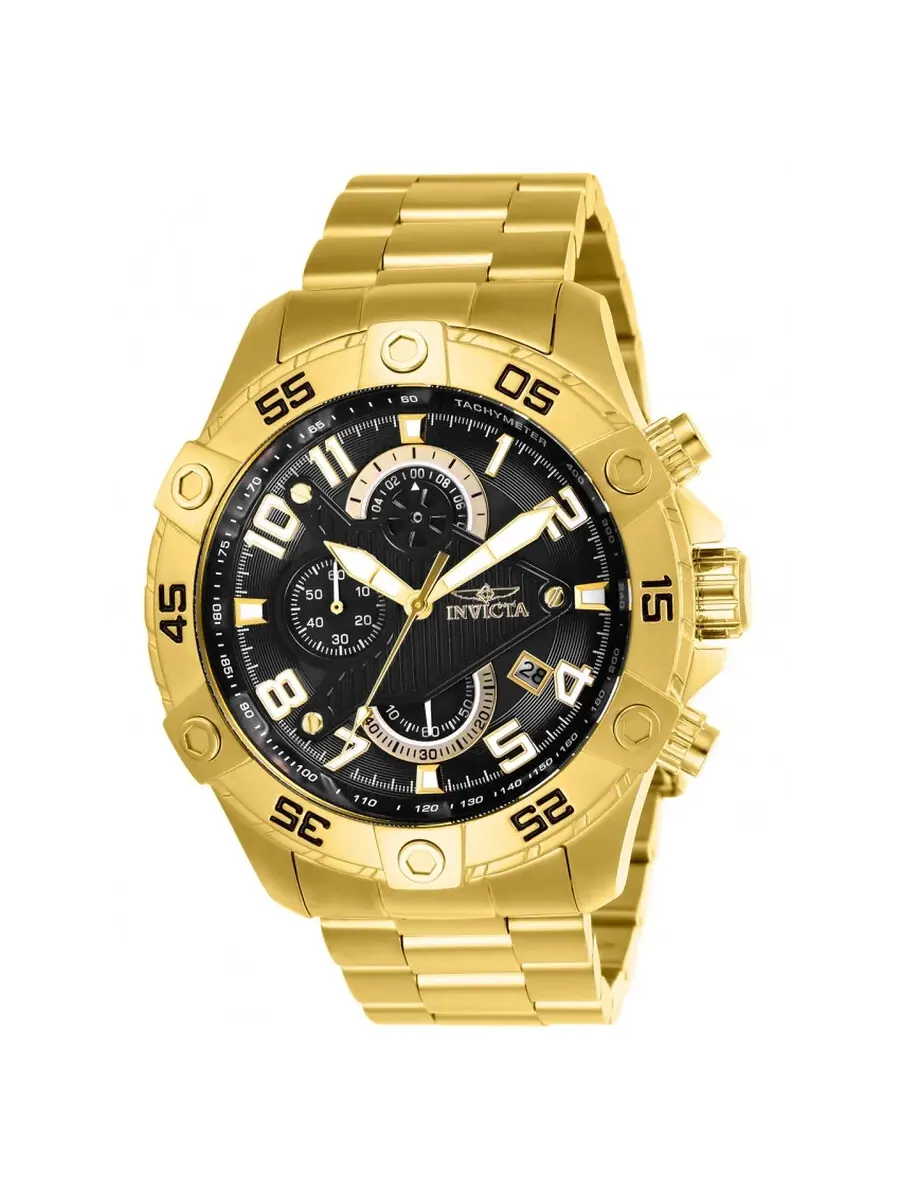 Мужские часы Invicta S1 Rally Chronograph с черным циферблатом 26097 — изображение 1 из 1, оттенок желтый золотистый