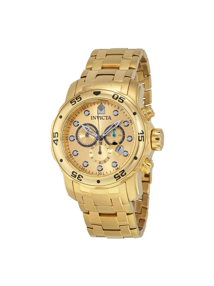 Мужские часы Invicta Scuba Pro Diver Chronograph с золотым циферблатом и золотым корпусом 0074 — изображение 1 из 3