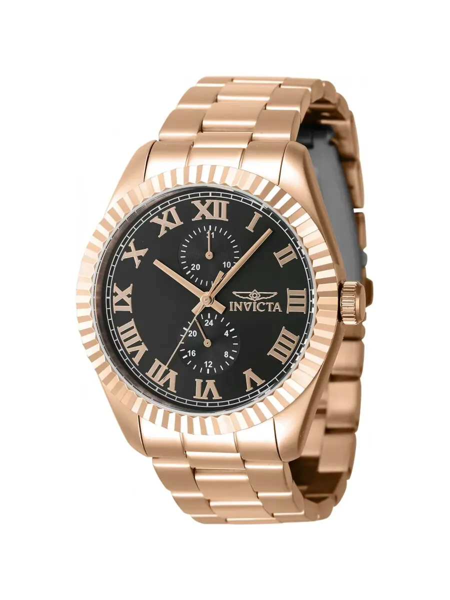 Мужские часы Invicta Specialty GMT Quartz с черным циферблатом 47432 — изображение 1 из 1, оттенок розовый золотистый