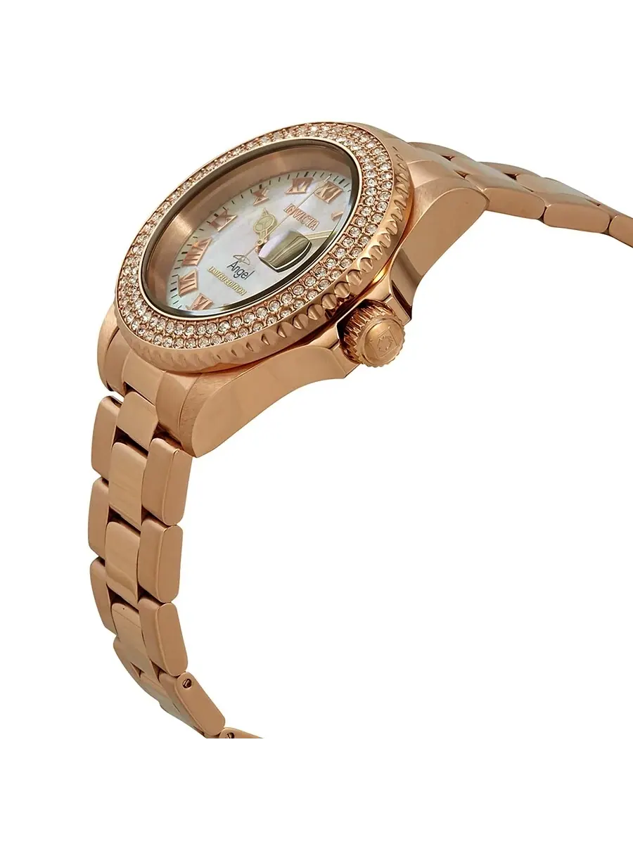 Женские часы Invicta Angel Crystal с белым перламутровым циферблатом 24615 — изображение 2 из 3, оттенок розовый золотистый
